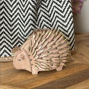 kate spade tan and Gold Hedgehog Key chain/coin pouch